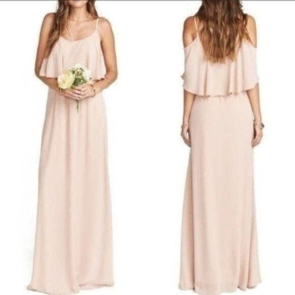 Show Me Your Mumu Caitlin Ruffle Maxi Dress in Dusty Blush Crisp size Large NWT* - Picture 2 of 12